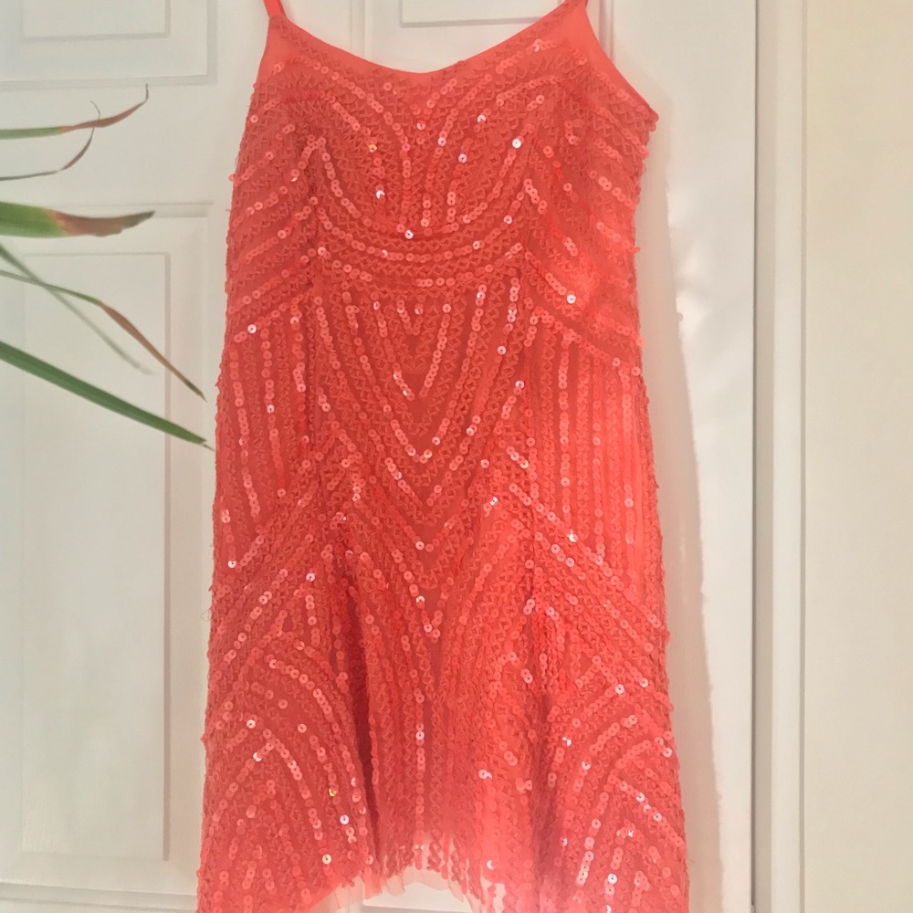 Free People coral sequin mini dress